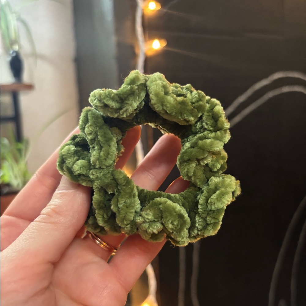 ✨2/$12✨Large Soft Velvet Handmade Green Scrunchy!